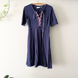 Maeve Anthropologie Lace up Skater dress‎ pocket XL